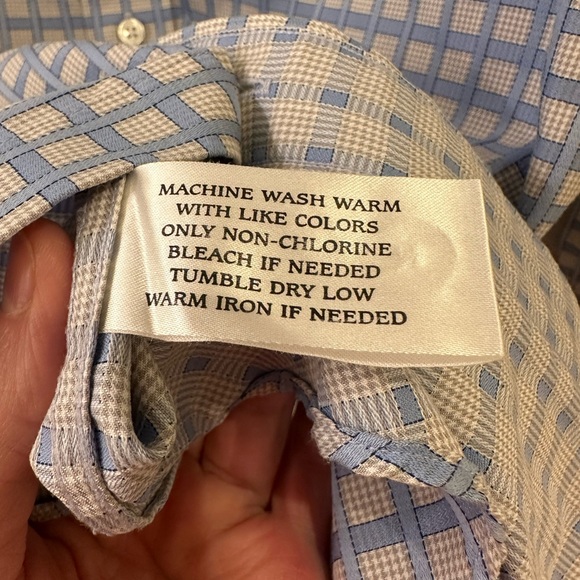 Neiman Marcus Trim Fit 16 34/35 80’s 2-Ply 100% Cotton Blue Windowpane Shirt - Picture 7 of 10